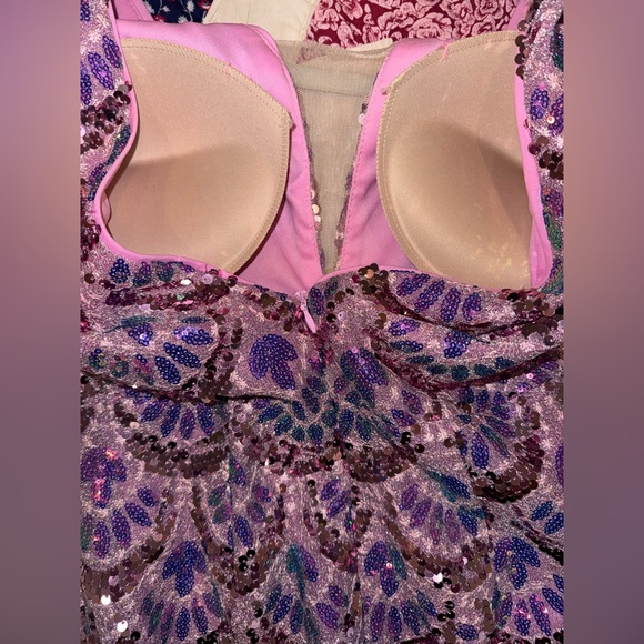 NWT Angel Fashions Sequin Mermaid Gown Pink Purple Formal Prom Dress M - Picture 7 of 11